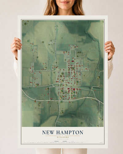 Map of New Hampton, Missouri, 24 x 36 inch unframed archival matte print