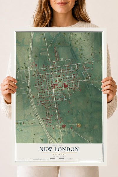 Map of New London, Missouri, 18 x 24 inch unframed archival matte print