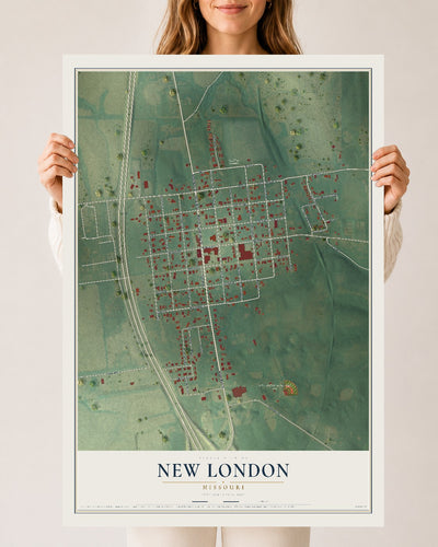 Map of New London, Missouri, 24 x 36 inch unframed archival matte print