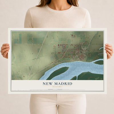 Map of New Madrid, Missouri, 12 x 18 inch unframed archival matte print