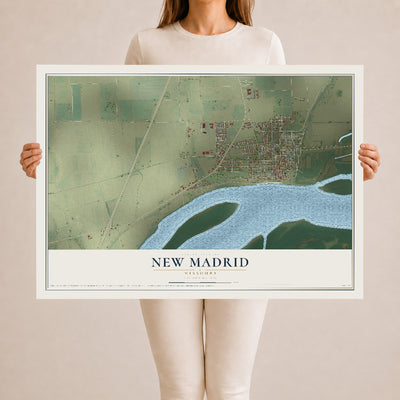 Map of New Madrid, Missouri, 24 x 36 inch unframed archival matte print