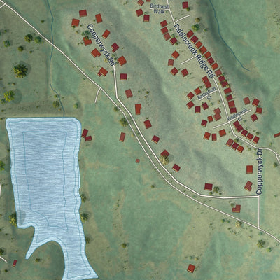 Second close-up of the map of New Melle, Missouri print showing more streets and buildings