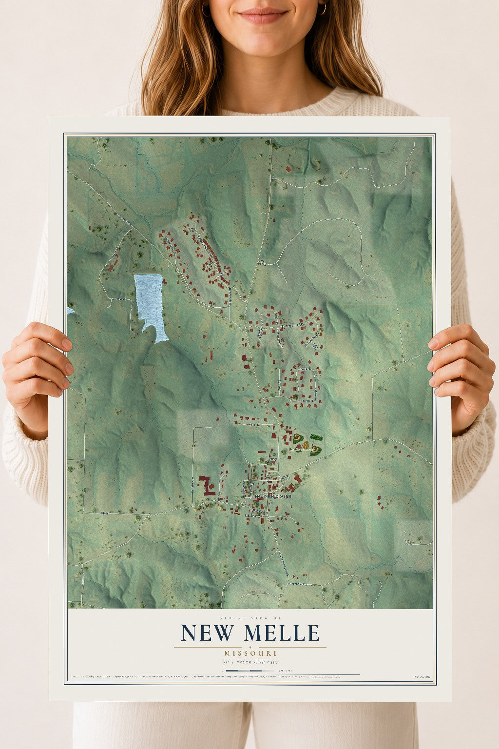 Map of New Melle, Missouri, 18 x 24 inch unframed archival matte print