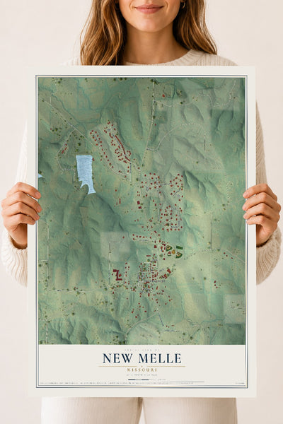 Map of New Melle, Missouri, 18 x 24 inch unframed archival matte print