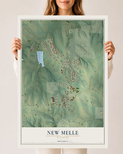 Map of New Melle, Missouri, 24 x 36 inch unframed archival matte print