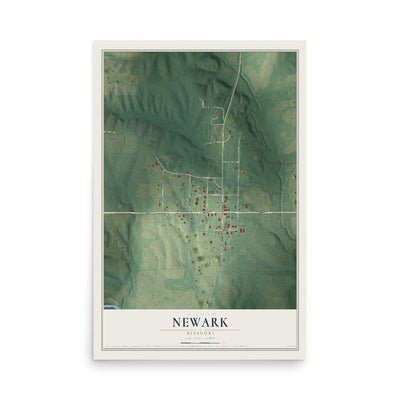Map of Newark, Missouri, 12 x 18 inch unframed archival matte print