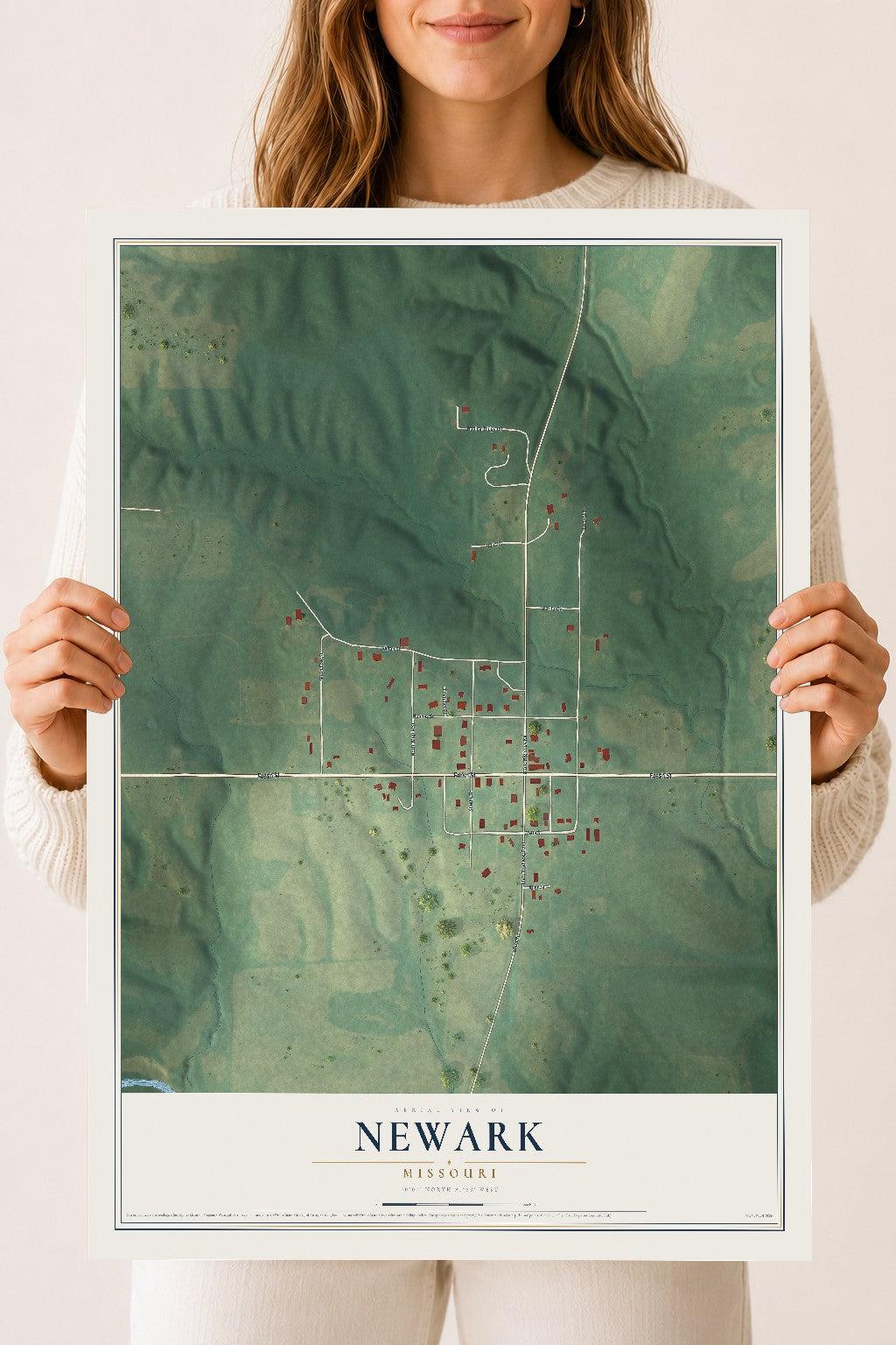 Map of Newark, Missouri, 18 x 24 inch unframed archival matte print