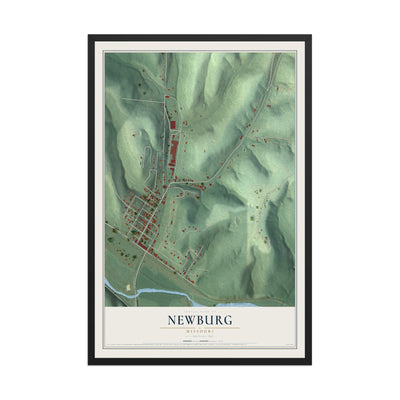 Map of Newburg, Missouri, 12 x 18 inch print in a black wood frame