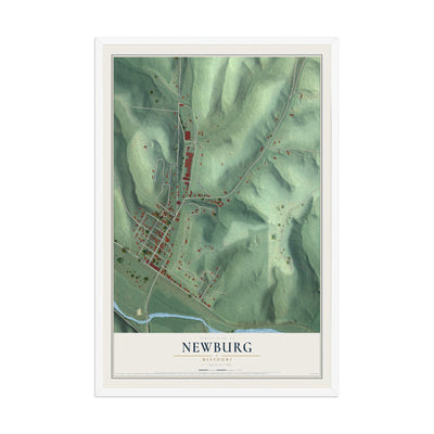 Map of Newburg, Missouri, 12 x 18 inch print in a white wood frame