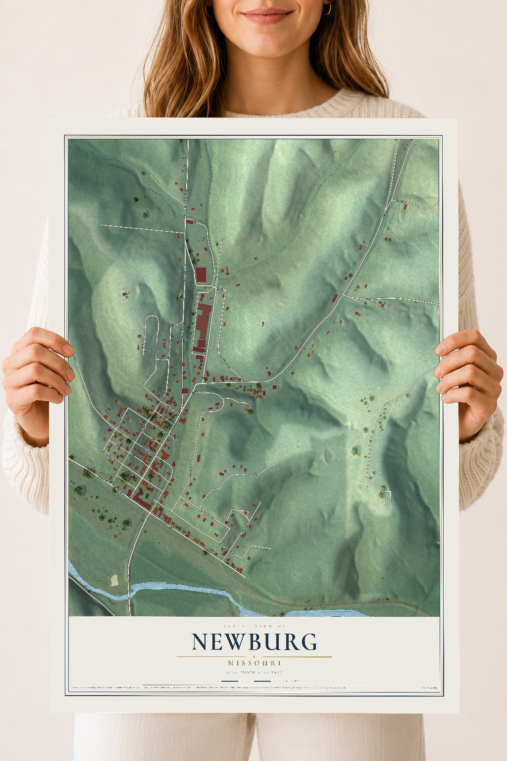 Map of Newburg, Missouri, 18 x 24 inch unframed archival matte print