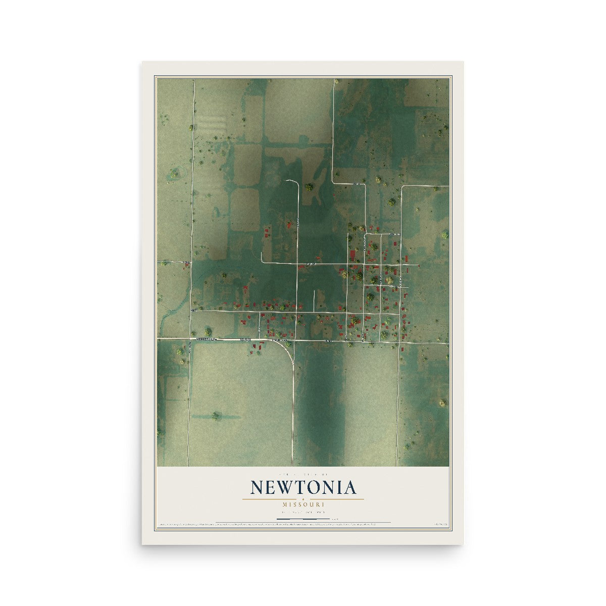 Map of Newtonia, Missouri, 12 x 18 inch unframed archival matte print