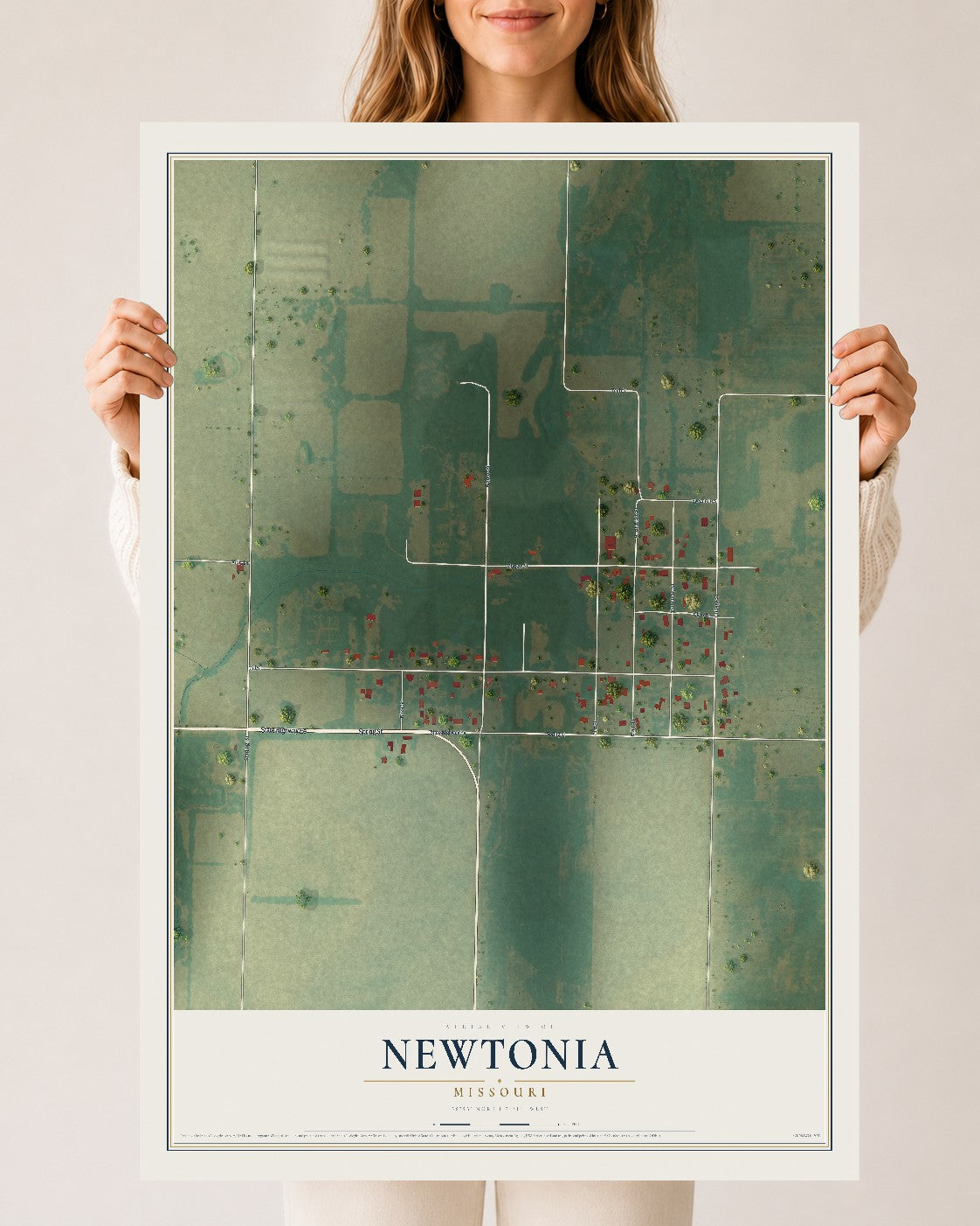 Map of Newtonia, Missouri, 24 x 36 inch unframed archival matte print