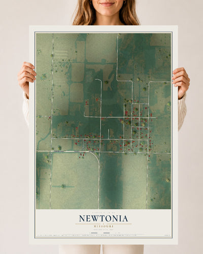 Map of Newtonia, Missouri, 24 x 36 inch unframed archival matte print