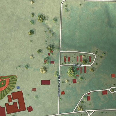 Second close-up of the map of Niangua, Missouri print showing more streets and buildings