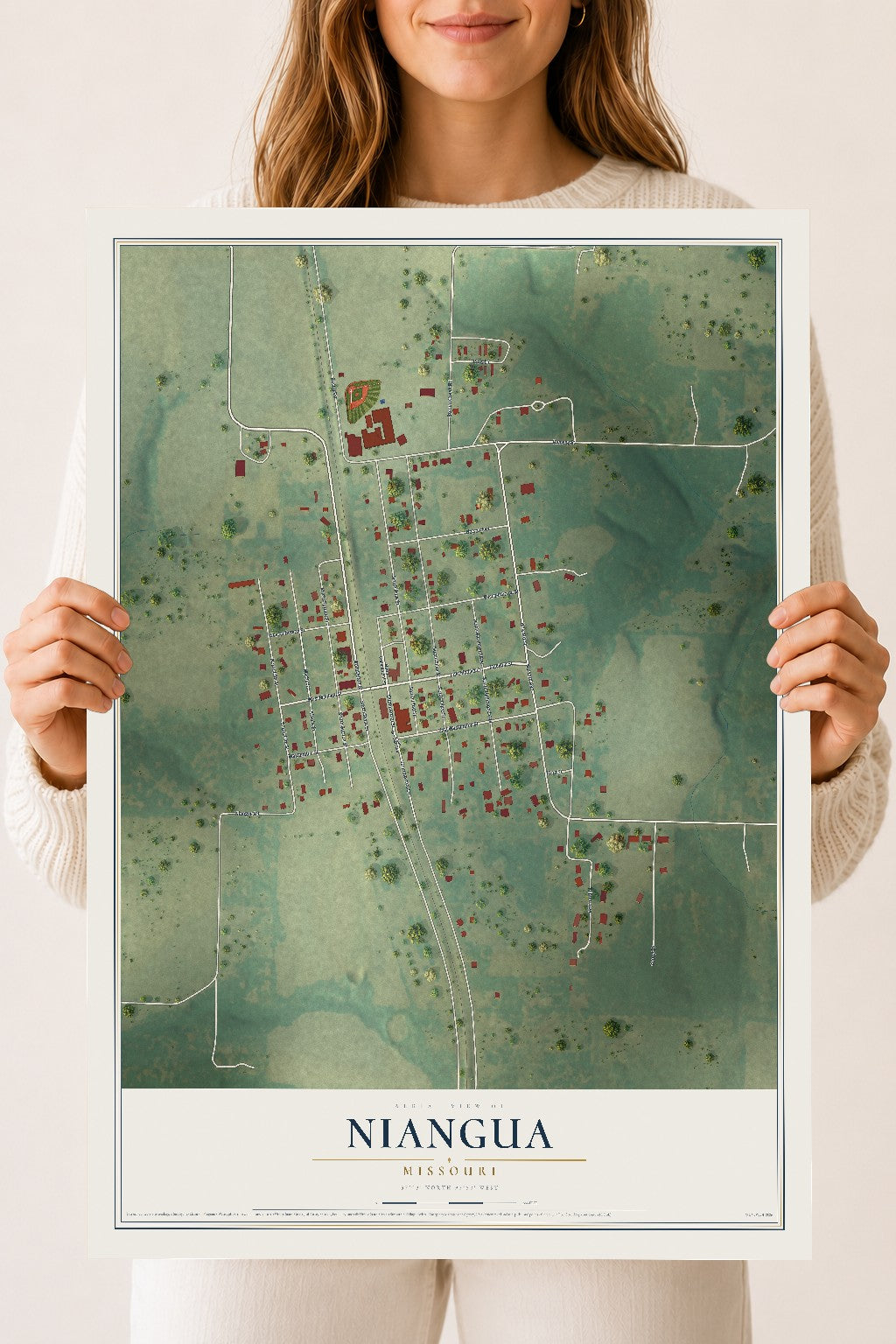 Map of Niangua, Missouri, 18 x 24 inch unframed archival matte print