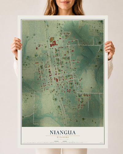 Map of Niangua, Missouri, 24 x 36 inch unframed archival matte print