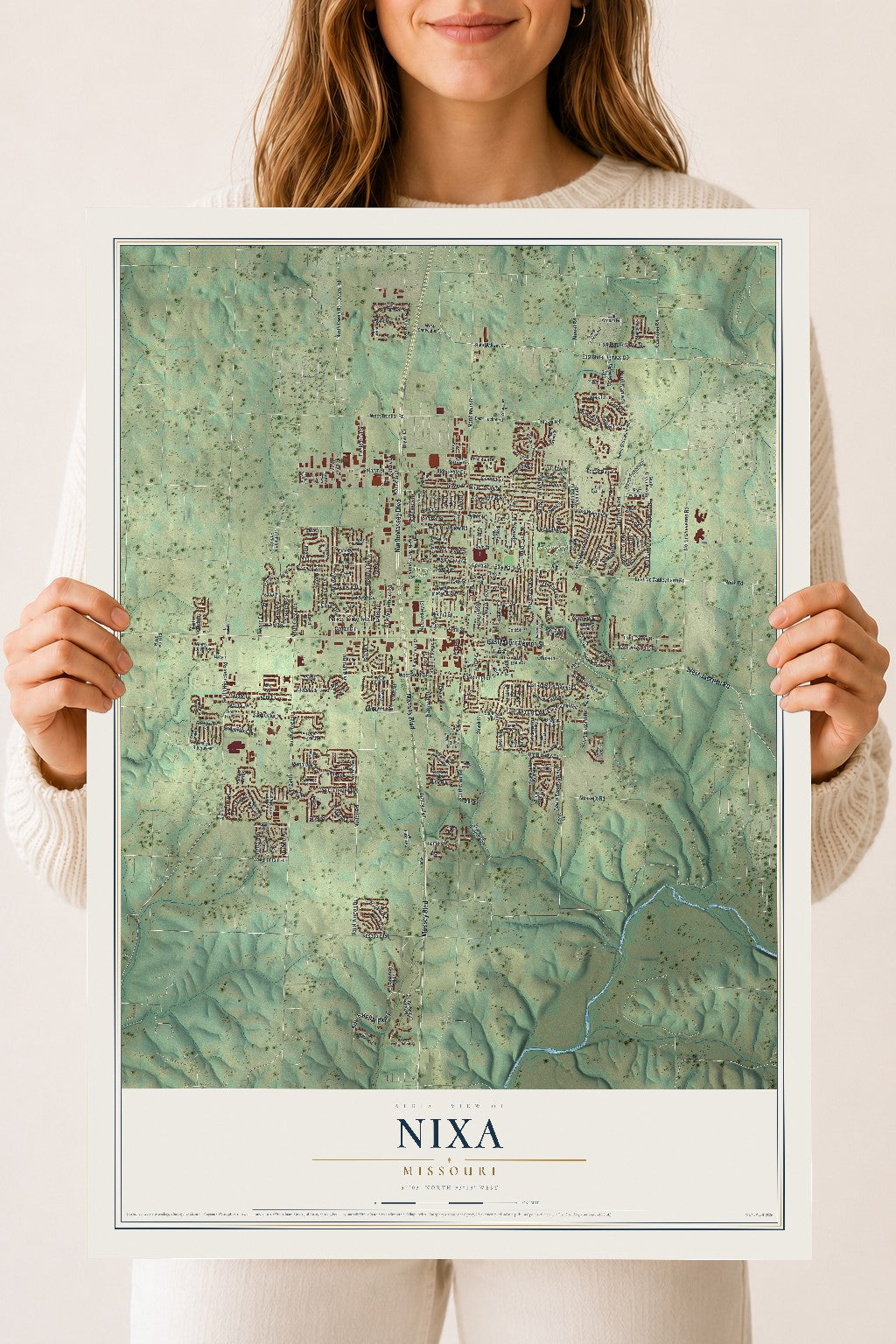 Map of Nixa, Missouri, 18 x 24 inch unframed archival matte print