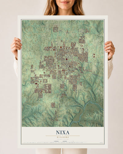 Map of Nixa, Missouri, 24 x 36 inch unframed archival matte print