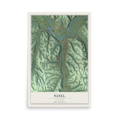 Map of Noel, Missouri, 12 x 18 inch unframed archival matte print