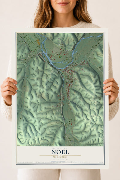Map of Noel, Missouri, 18 x 24 inch unframed archival matte print