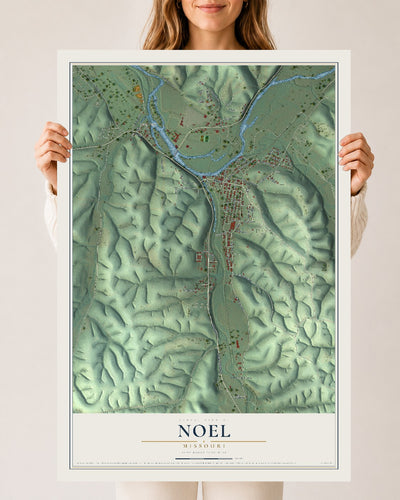 Map of Noel, Missouri, 24 x 36 inch unframed archival matte print