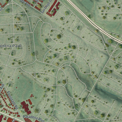 Second close-up of the map of Normandy, Missouri print showing more streets and buildings