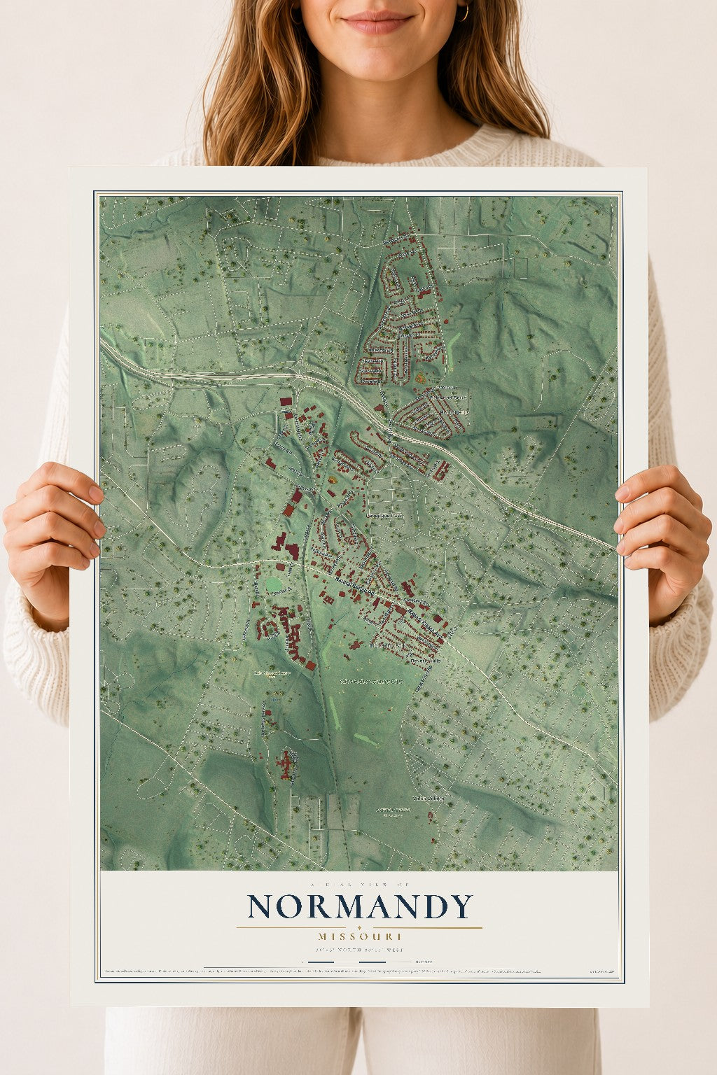 Map of Normandy, Missouri, 18 x 24 inch unframed archival matte print