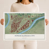 Map of North Kansas City, Missouri, 12 x 18 inch unframed archival matte print