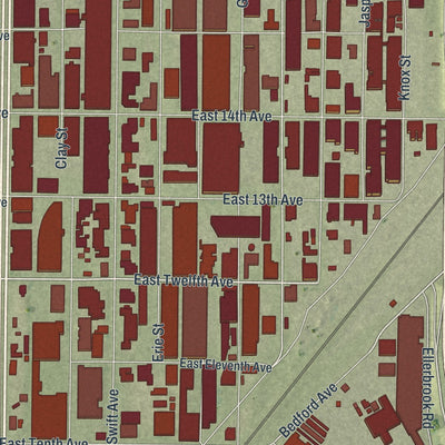 Second close-up of the map of North Kansas City, Missouri print showing more streets and buildings