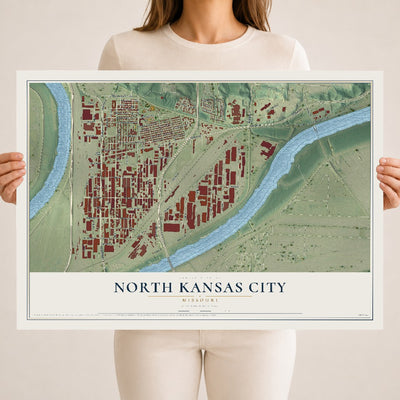 Map of North Kansas City, Missouri, 18 x 24 inch unframed archival matte print