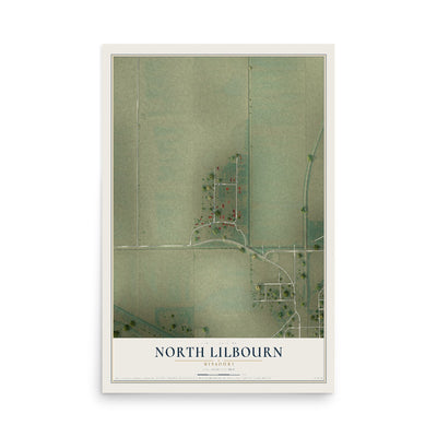 Map of North Lilbourn, Missouri, 12 x 18 inch unframed archival matte print