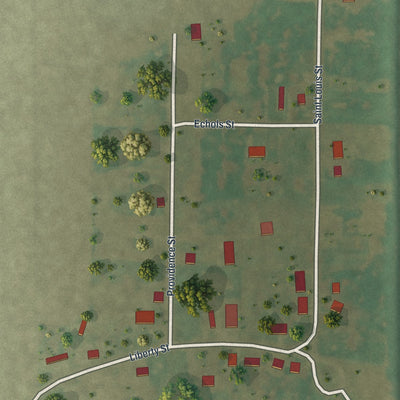 Second close-up of the map of North Lilbourn, Missouri print showing more streets and buildings