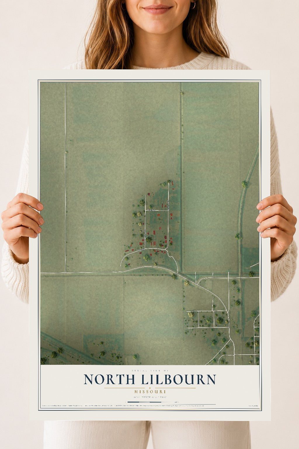 Map of North Lilbourn, Missouri, 18 x 24 inch unframed archival matte print