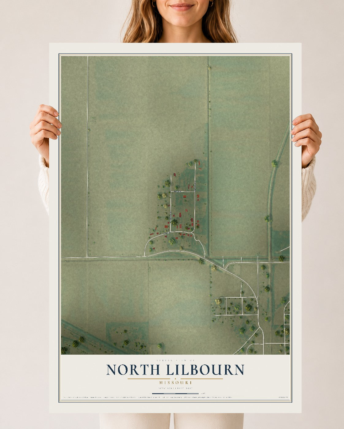 Map of North Lilbourn, Missouri, 24 x 36 inch unframed archival matte print
