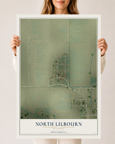 Map of North Lilbourn, Missouri, 24 x 36 inch unframed archival matte print