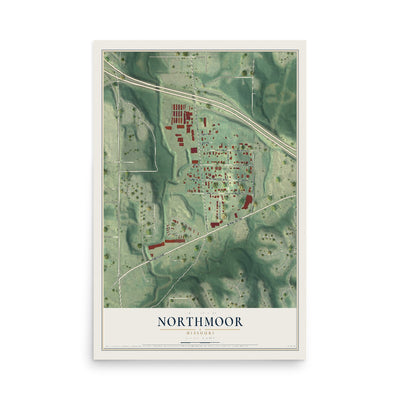 Map of Northmoor, Missouri, 12 x 18 inch unframed archival matte print