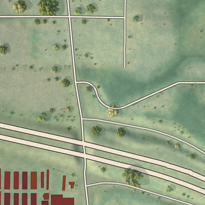 Second close-up of the map of Northmoor, Missouri print showing more streets and buildings