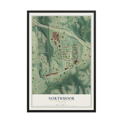 Map of Northmoor, Missouri, 12 x 18 inch print in a black wood frame