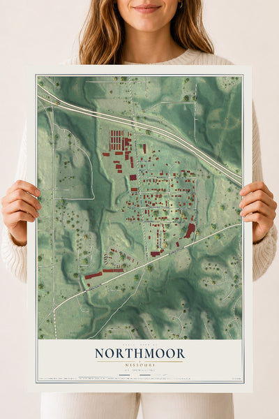 Map of Northmoor, Missouri, 18 x 24 inch unframed archival matte print