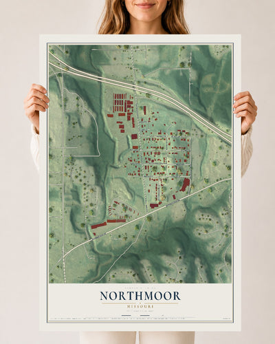 Map of Northmoor, Missouri, 24 x 36 inch unframed archival matte print