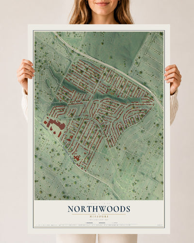 Map of Northwoods, Missouri, 24 x 36 inch unframed archival matte print