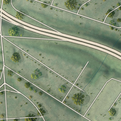 Second close-up of the map of Norwood Court, Missouri print showing more streets and buildings