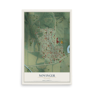 Map of Novinger, Missouri, 12 x 18 inch unframed archival matte print