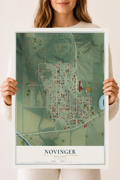 Map of Novinger, Missouri, 18 x 24 inch unframed archival matte print