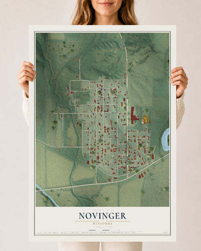 Map of Novinger, Missouri, 24 x 36 inch unframed archival matte print