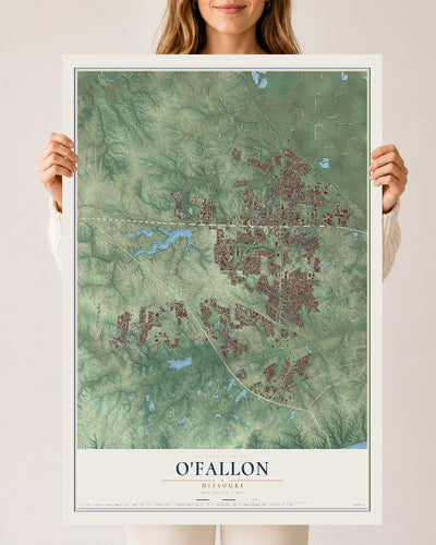 Map of O'Fallon, Missouri, 24 x 36 inch unframed archival matte print