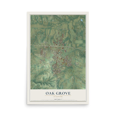 Map of Oak Grove, Missouri, 12 x 18 inch unframed archival matte print
