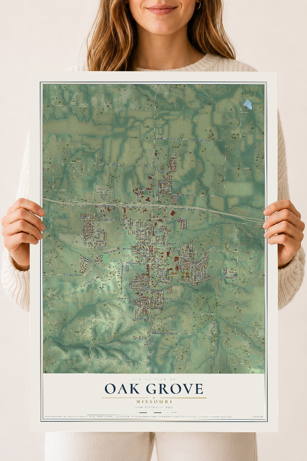 Map of Oak Grove, Missouri, 18 x 24 inch unframed archival matte print