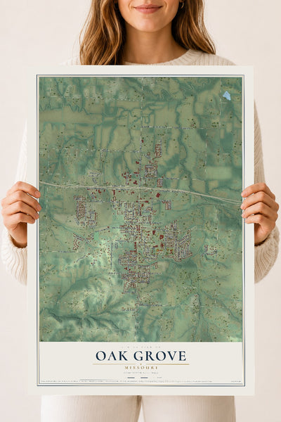 Map of Oak Grove, Missouri, 18 x 24 inch unframed archival matte print