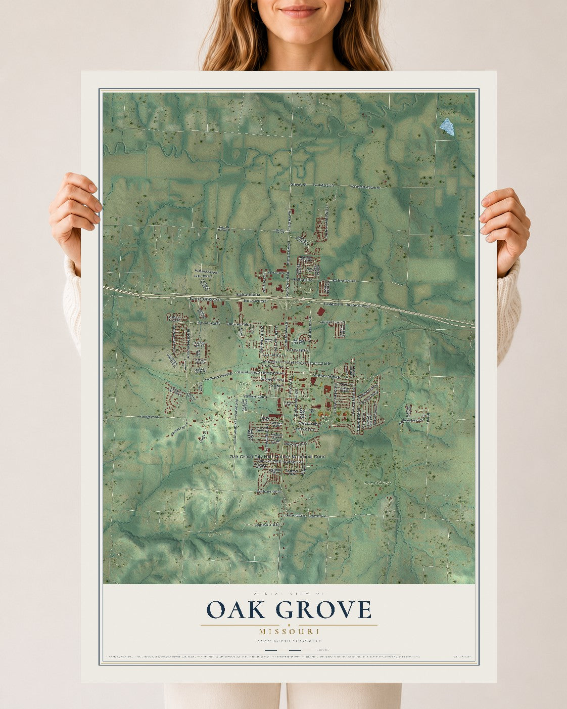 Map of Oak Grove, Missouri, 24 x 36 inch unframed archival matte print